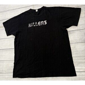 Vintage Y2K The Killers T-Shirt Original Logo Spell Out Band Size Large Tultex